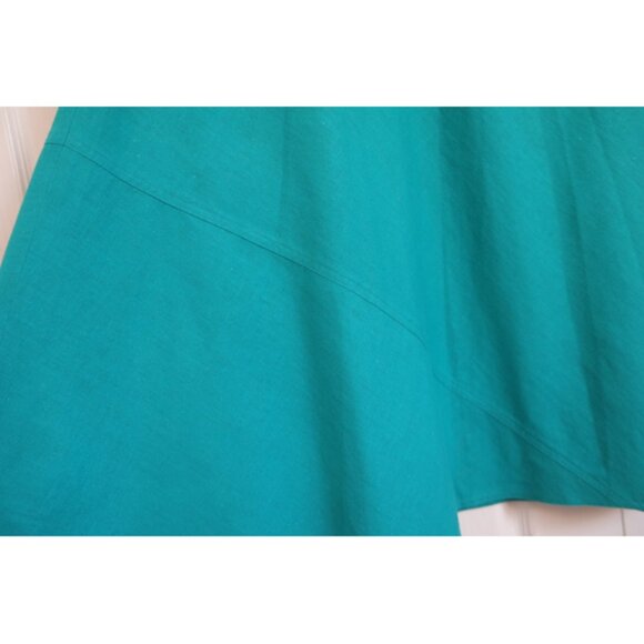 Vintage ROUIE bias cut teal cotton midi skirt - Picture 7 of 8
